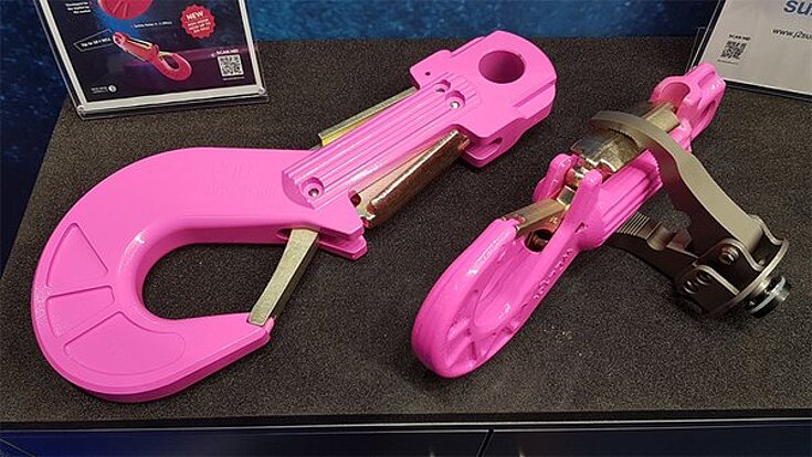 Der dargestellte RUD ROV-Hook 25t wurde speziell für Anschlaganwendungen unter Wasser mittels ROVs entwickelt und optimiert.