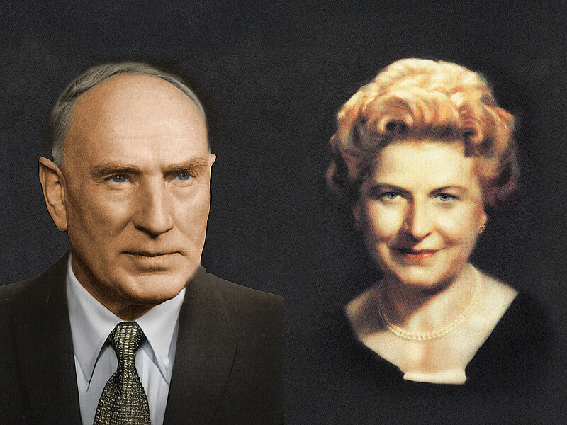 Historisches Porträt eines Mannes und einer Frau, die eng mit der RUD Stiftungsgeschichte verbunden sind.