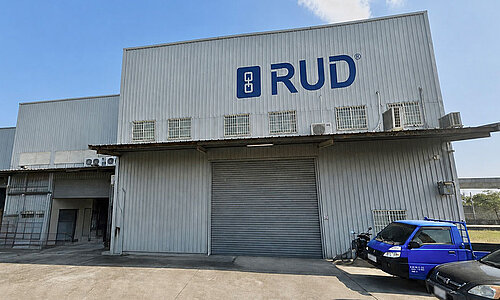 RUD Lifting & Engineering Taiwan Co., Ltd., a grey industrial building featuring a large RUD logo.