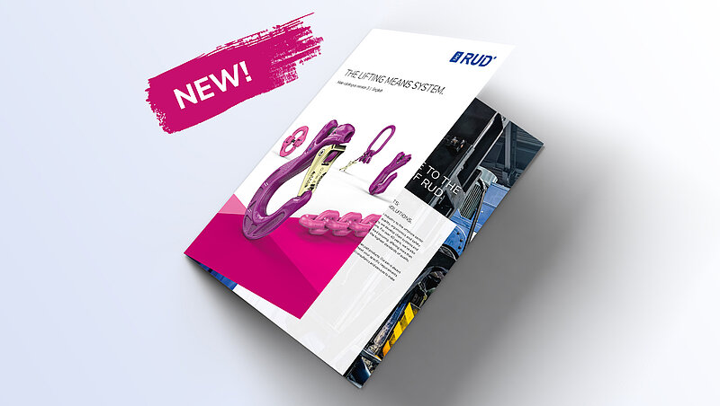 Product catalog for RUD's anchoring system, featuring new purple products and the 'NEW!' label in pink.