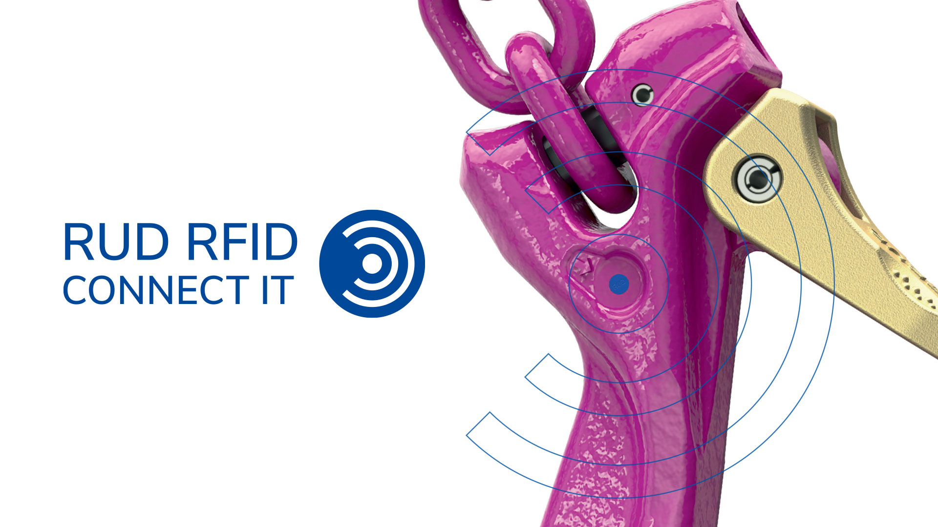 RUD RFID Connect It Kettenbauteil mit RFID-Technologie zur digitalen Identifikation und Verwaltung von Anschlagmitteln