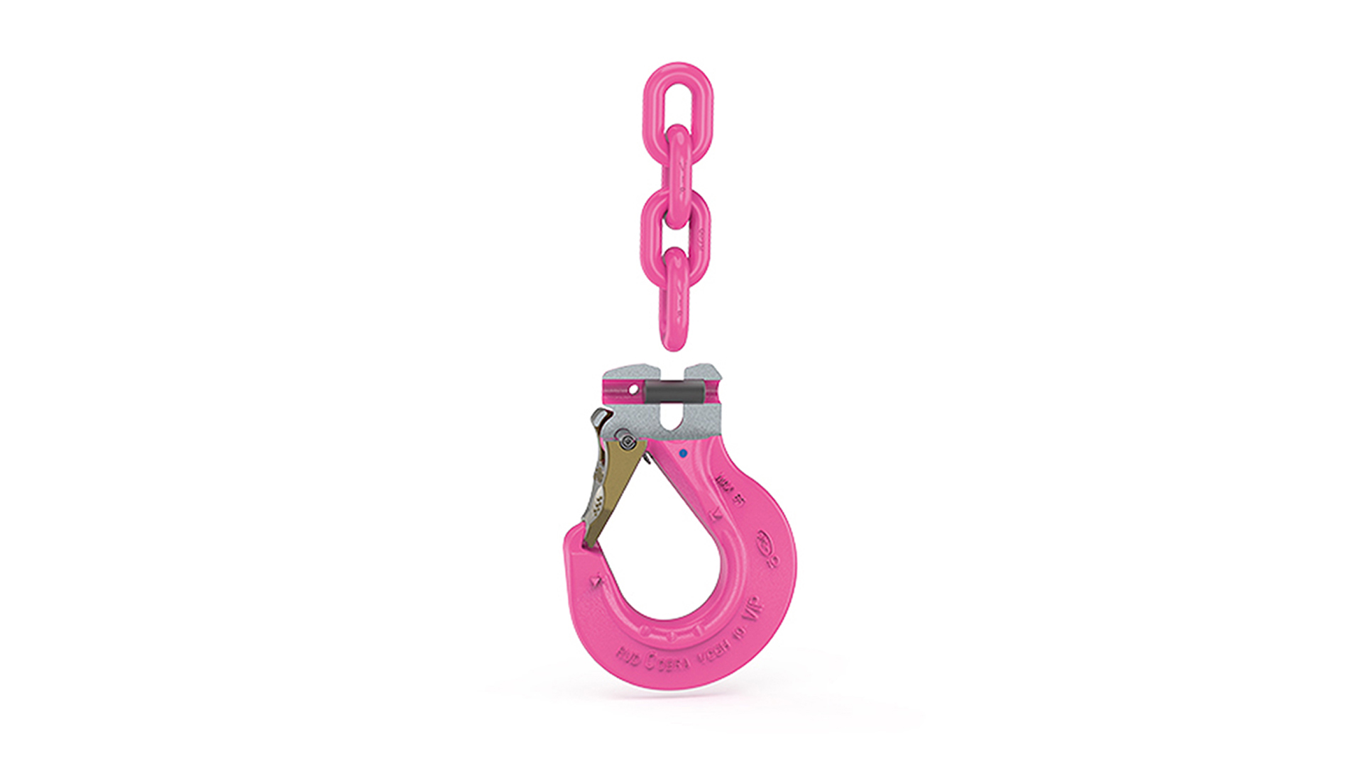 RUD-Haken mit Kette in Pink.