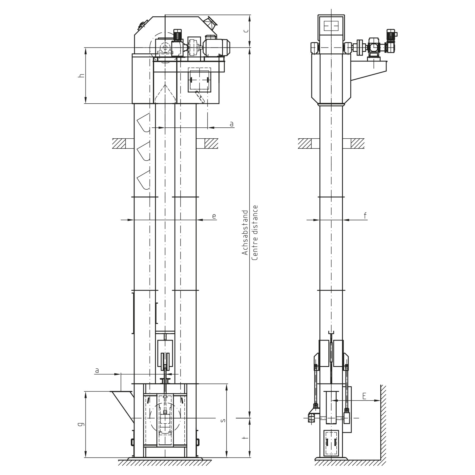 Belt type bucket elevators